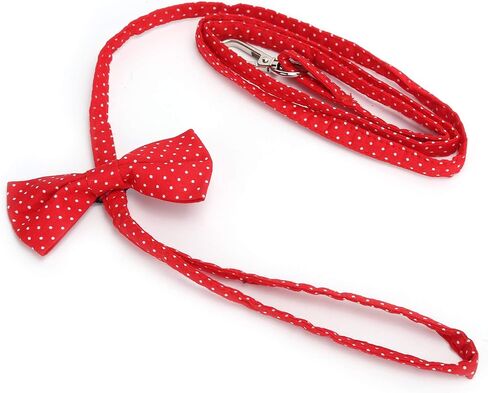 Outdoor Pet Leash with Cat Training Lead, 100% Cotton Dog Collar Rope, Bow Design, Soft and Breathable, Red Dot Pattern, Dog Walking Leads with Hook for Dogs and Cats in Saudi Arabia