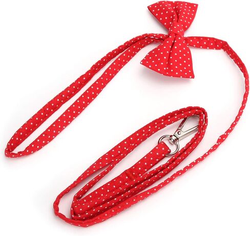 Outdoor Pet Leash with Cat Training Lead, 100% Cotton Dog Collar Rope, Bow Design, Soft and Breathable, Red Dot Pattern, Dog Walking Leads with Hook for Dogs and Cats in Saudi Arabia