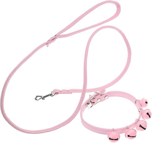 Ganazono Pet Dog Cat Cat Twiroling Rope Rope Leash مع حزام الجرس للمشي يوميًا استخدم اللون العشوائي الوردي in Kuwait