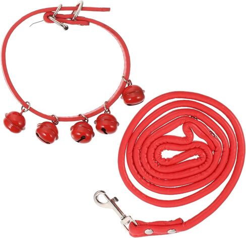 Generic Pet Dog Cat Collar Leash with Bell Red Pulling Rope Strap for Daily Walking Outdoor Sports Suitable for Puppies and Pets in Saudi Arabia
