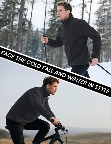MAGCOMSEN Men's Winter Zip Up Polar Fleece Jacket Stand Collar Active Golf Jackets with 3 Pockets in Saudi Arabia