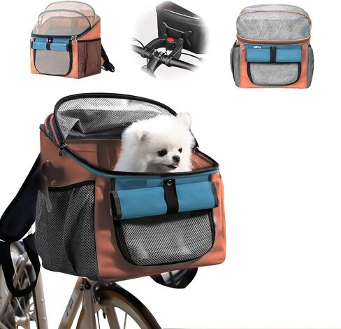 سلة دراجة الكلاب ، 12.5 "L x 11.4" W x 15.3 "H Bike Basket Carrier ، حاملة الكلاب الأمامية للدراجات ، بطانة قابلة للغسل للسفر ، التخييم ، مواعيد الطبيب البيطري ، تمشي في الحديقة (الأزرق) in Kuwait