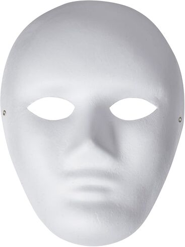 Alvogimor Blank White Paintable Mache Mask Diy Full Face Scks للمشاريع الفنية ، عيد الهالوين ، حفلات تنكرية in Kuwait