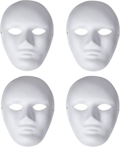 Alvogimor Blank White Paintable Mache Mask Diy Full Face Scks للمشاريع الفنية ، عيد الهالوين ، حفلات تنكرية in Kuwait