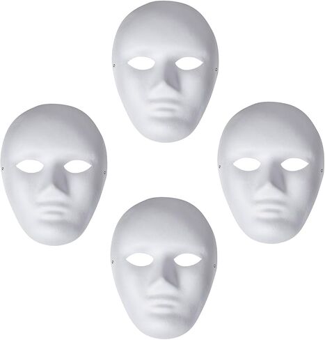Alvogimor Blank White Paintable Mache Mask Diy Full Face Scks للمشاريع الفنية ، عيد الهالوين ، حفلات تنكرية in Kuwait