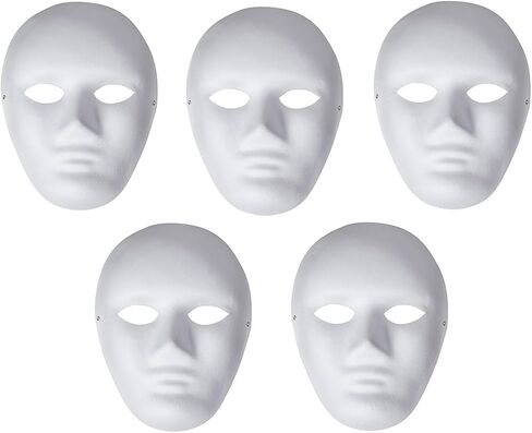 Alvogimor Blank White Paintable Mache Mask Diy Full Face Scks للمشاريع الفنية ، عيد الهالوين ، حفلات تنكرية in Kuwait