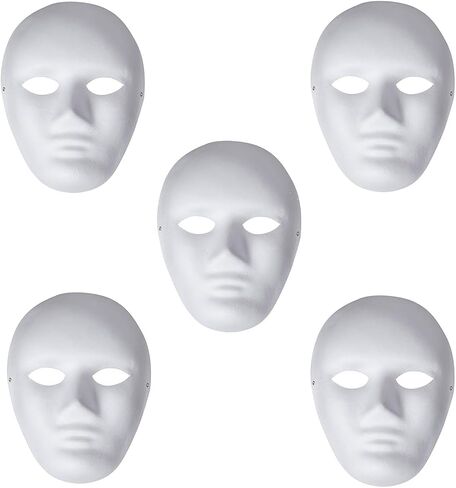Alvogimor Blank White Paintable Mache Mask Diy Full Face Scks للمشاريع الفنية ، عيد الهالوين ، حفلات تنكرية in Kuwait