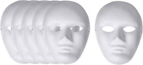 Alvogimor Blank White Paintable Mache Mask Diy Full Face Scks للمشاريع الفنية ، عيد الهالوين ، حفلات تنكرية in Kuwait