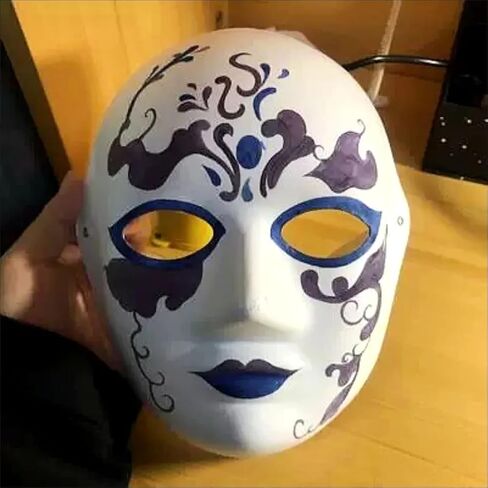 Alvogimor Blank White Paintable Mache Mask Diy Full Face Scks للمشاريع الفنية ، عيد الهالوين ، حفلات تنكرية in Kuwait