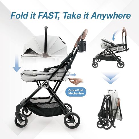ibiyaya Tinker Pet Stroller for Small Dogs and Cats – 3-in-1 Pet Carrier, Dual-Opening Canopy, No-Flat Wheels, Vegan Leather Handle, Large Storage Basket (Sage Green) in Saudi Arabia