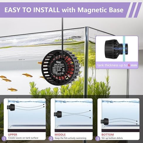 Hygger Mini Aquarium Wave Mayper لخطط سمك 15-40 جالون مع قاعدة قابلة للتعديل قاعدة مغناطيسية للمياه المالحة والمياه العذبة التي تصل إلى 792 GPH in Saudi Arabia
