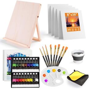 Painting Kit, Acrylic Paint Set for Kids & Adults - Painting Supplies with18 Acrylic Paints, 8 Painting Brushes, 5 Canvas Panels in Saudi Arabia