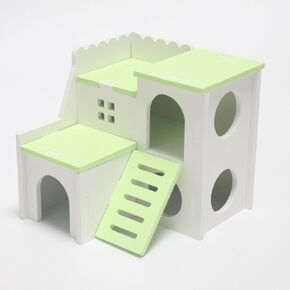 Green Large 6.3-inch Cozy Wooden Adventure Cottage - Hideout with Climbing Ladder for Hamsters & Gerbils (for Small Pets) Rodents in Kuwait