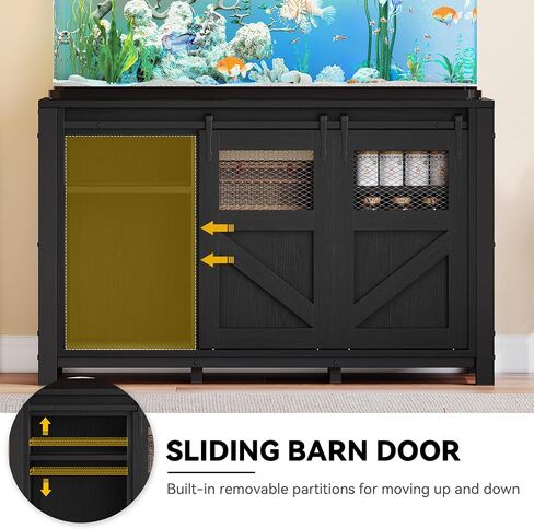 DWVO 120 Gallon Aquarium Stand with Power Outlets, Heavy Duty Metal Fish Tank Stand & Cabinet, Reptile Terrarium Table with 1100LBS Capacity for Aquarium Accessories Storage, Black in Kuwait