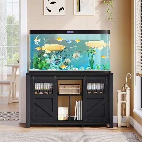 DWVO 120 Gallon Aquarium Stand with Power Outlets, Heavy Duty Metal Fish Tank Stand & Cabinet, Reptile Terrarium Table with 1100LBS Capacity for Aquarium Accessories Storage, Black in Kuwait
