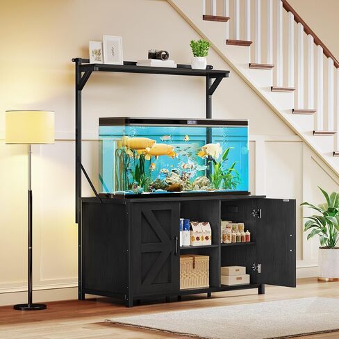 DWVO 120 Gallon Aquarium Stand with Power Outlets, Heavy Duty Metal Fish Tank Stand & Cabinet, Reptile Terrarium Table with 1100LBS Capacity for Aquarium Accessories Storage, Black in Kuwait