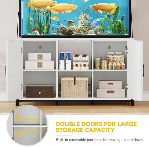 DWVO 120 Gallon Aquarium Stand with Power Outlets, Heavy Duty Metal Fish Tank Stand & Cabinet, Reptile Terrarium Table with 1100LBS Capacity for Aquarium Accessories Storage, Black in Saudi Arabia