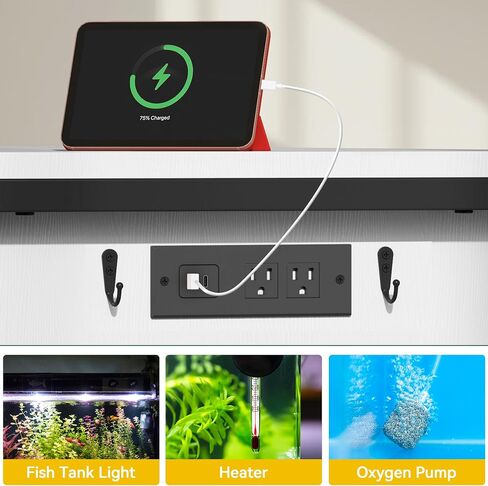 DWVO 120 Gallon Aquarium Stand with Power Outlets, Heavy Duty Metal Fish Tank Stand & Cabinet, Reptile Terrarium Table with 1100LBS Capacity for Aquarium Accessories Storage, Black in Saudi Arabia