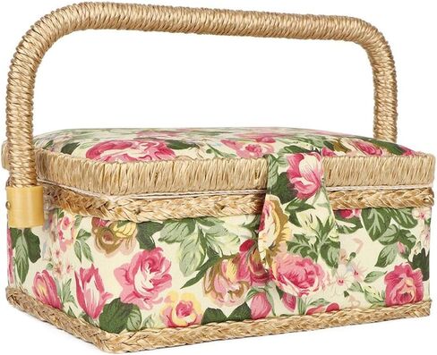 Comfortable Unique Stylish Sewing Basket, Sewing Storage Box, for Scissors Buttons(Garden rose) in Saudi Arabia