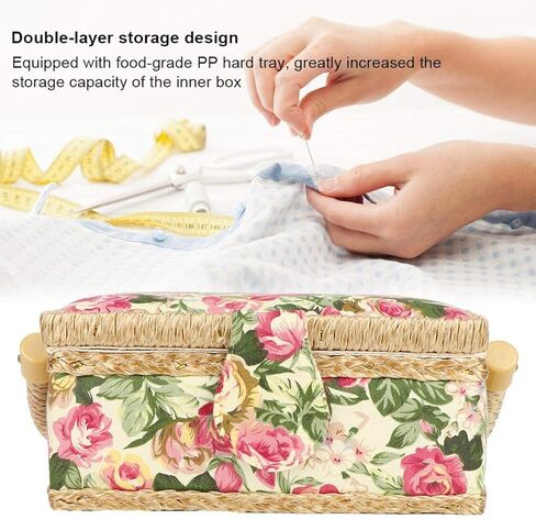 Comfortable Unique Stylish Sewing Basket, Sewing Storage Box, for Scissors Buttons(Garden rose) in Saudi Arabia