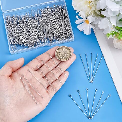 Ph Pandahall 200pcs 304 دبابيس العين الفولاذ المقاوم للصدأ دبابيس رأس مسطح ، ومسكنات ذهبية 50 ملم دبابيس دبابيس معدنية مسطحة الدبابيس الدبابيس رأس لاتخاذ قرار قلادة قلادة صنع الحرف اليدوية in Kuwait