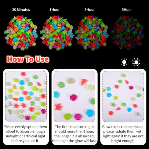 100 pcs توهج في الصخور المظلمة ، ملون مختلط الحوض الحجارة الحجارة الصخور مضيئة الحصى الحجارة في الهواء الطلق الحجارة الحصى in Kuwait