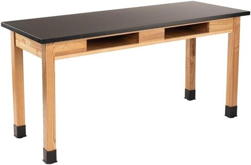 Pemberly Row 24x54 Modern Ash Wood Science Lab Table with Chem-Res Top in Black in Saudi Arabia