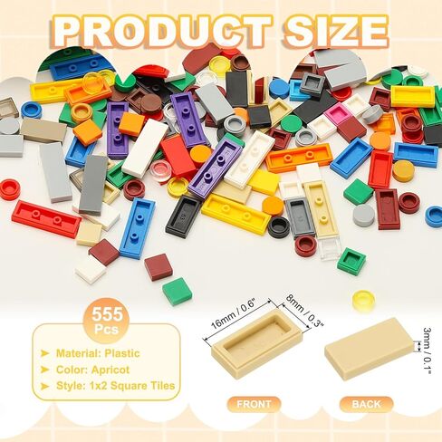 Patikil 555 PCS كتل مسطحة بالجملة ، 1 × 2 أبيض مربع البلاط الكلاسيكي الأمل in Kuwait