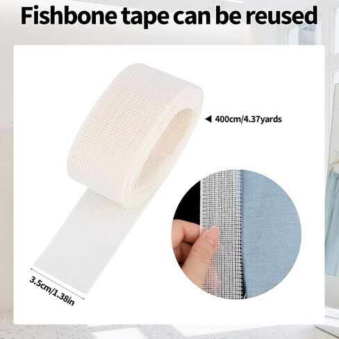 4 Yards Fabric Hemming Guide, Fishbone Lining Tape for Sewing Narrow and Curved Iron Hem Tool Reusable Boning Strip for Trousers Chiffon Silk Dresses Skirts Wedding Veils in Saudi Arabia