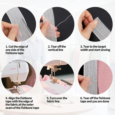 4 Yards Fabric Hemming Guide, Fishbone Lining Tape for Sewing Narrow and Curved Iron Hem Tool Reusable Boning Strip for Trousers Chiffon Silk Dresses Skirts Wedding Veils in Saudi Arabia