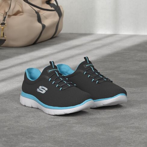 Skechers Sport Women's Summits Sneaker,black/turquoise,10 W US in Saudi Arabia