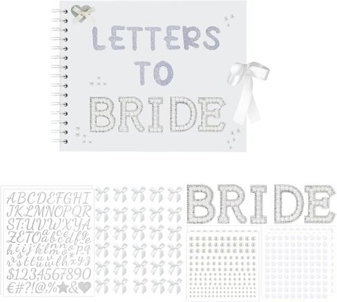 رسائل إلى Bride Scrapbook Photo Photo Photo Photo ، Diy Bridal Shower Guest Book مع 40 صفحة فارغة ، سجل قصاصات بيضاء مع ملصقات لؤلؤة ، أحرف معدنية ، أقواس (11.42 "x 8.46") in Kuwait