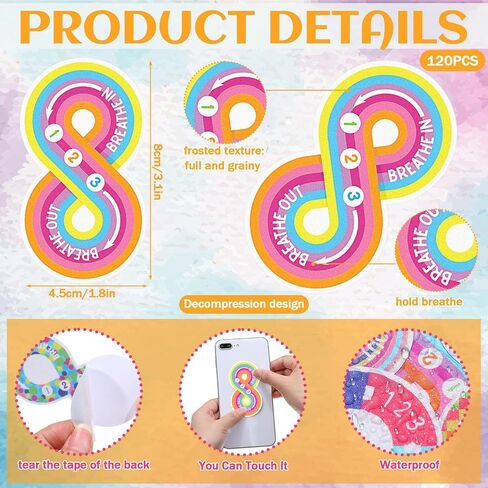 Fulmoon 120 PCS Steiety Secnors Strips Strips Trise Trocal Care Sensory Desconsive Deassive Number 8 Thus Fidget Tool for Classroom Desk Onvens Teens Teace Relief (Multicolour) in Kuwait