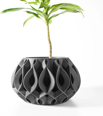 3D المطبوعة زارع قصيرة مع تصميم حلزوني ، وقف ، وصينية الصرف (الأزرق) in Saudi Arabia