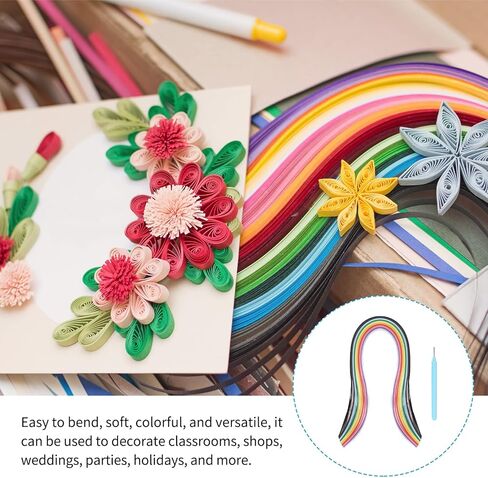 مجموعة Quilling Meccanixity ، شرائط Quilling Paper 21.3 بوصة 3 مم مع قلم أزرق للمبتدئين يدويون يدويون أدوات تدريس الزهرة (Pink ، Pack of 120) in Saudi Arabia
