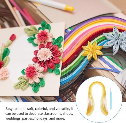 MECCANIXITY Paper Quilling Kit, 15.4 Inch 3mm Paper Quilling Strips with Blue Pen for Beginners DIY Hand Crafts Teaching Tools Flower Decoration(Brown, Pack of 100) in Saudi Arabia