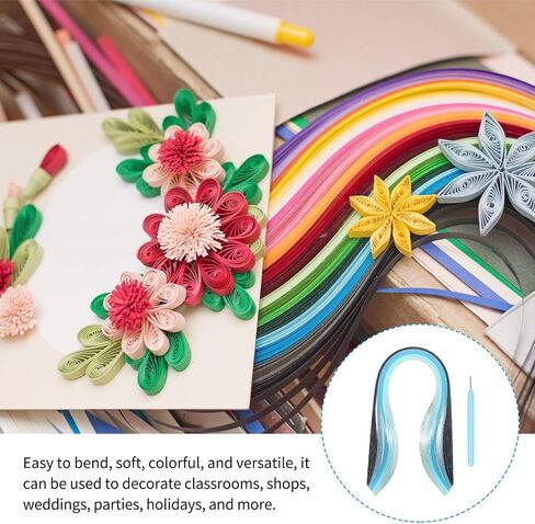 مجموعة Quilling Paper Meccanixity ، 15.4 بوصة 3 مم شرائط Quilling مع قلم أزرق للمبتدئين DIY يدوي أدوات تدريس الأدوات الزهرة (رمادي ، حزمة 100) in Saudi Arabia