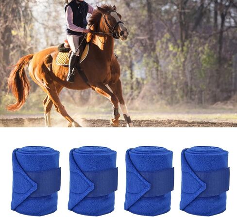 Plplaaoo 4pcs لفائف الصوف الخيول ، لفائف الساق البولو ، مجموعة ألوان البولو الخيول ، طوق Warp Warp و Guard Loop Soft Polyester Set للكلاب الأزرق in Saudi Arabia