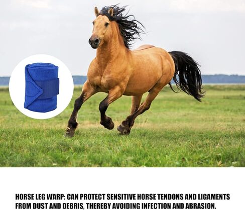 Plplaaoo 4pcs لفائف الصوف الخيول ، لفائف الساق البولو ، مجموعة ألوان البولو الخيول ، طوق Warp Warp و Guard Loop Soft Polyester Set للكلاب الأزرق in Saudi Arabia