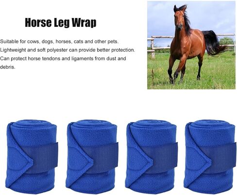 Plplaaoo 4pcs لفائف الصوف الخيول ، لفائف الساق البولو ، مجموعة ألوان البولو الخيول ، طوق Warp Warp و Guard Loop Soft Polyester Set للكلاب الأزرق in Saudi Arabia