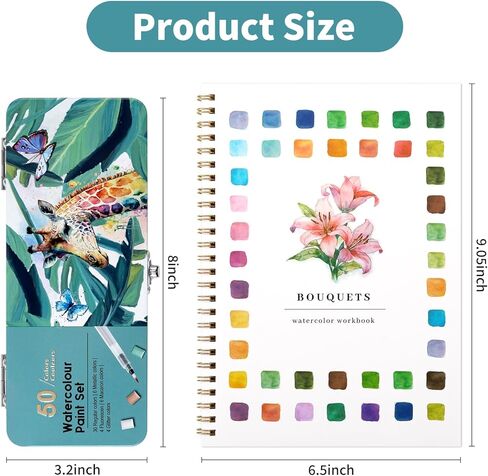 مصنف مائي ، كتاب تلوين الماء ، 12 نمطًا مختلفًا من تصميمات DIY الأصلية ، و 50 لونًا طلاءًا مائيًا مع لوحة وفرشاة ، ومصنفات مائية صديقة للمبتدئين (باقات) in Kuwait