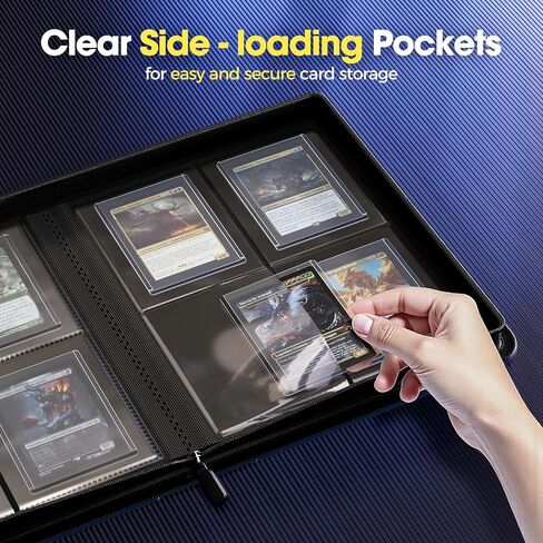 ProCase 4 Pocket Top Loader Binder, Holding 144 Cards in 3"x4" Toploaders, Side Loading Small Book Folder with Clear Window for Pokemon, Trading, Sports Cards Collection TCG, MTG -Black in Saudi Arabia