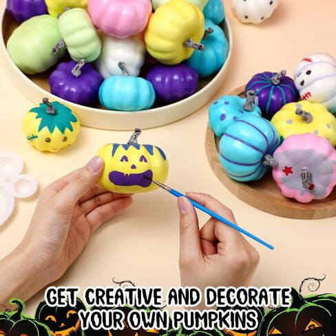 Yalikop 50 PCS Halloween DIY Pumpkin Painting Kits 42 Halloween Halloween متنوعًا من الرغوة الحرفية للطلاء مع فرشاة PANTS PARETTE DISCITION SINGGIVING ATTGIVING ART PARTY (أبيض) in Saudi Arabia