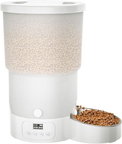 Gimars 5L/20 Cups Automatic Cat Feeder, Programmable 1-6 Meals Cat Food Dispenser with Stainless Steel Bowl, Easy Setup, Dual Power Supply,10s Meal Call Timed Pet Feeder for Cats and Small Dogs in Saudi Arabia