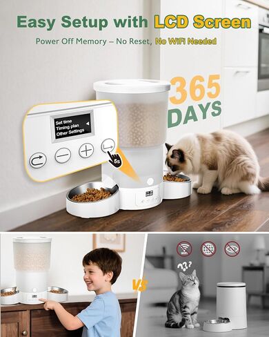 Gimars 5L/20 Cups Automatic Cat Feeder, Programmable 1-6 Meals Cat Food Dispenser with Stainless Steel Bowl, Easy Setup, Dual Power Supply,10s Meal Call Timed Pet Feeder for Cats and Small Dogs in Saudi Arabia