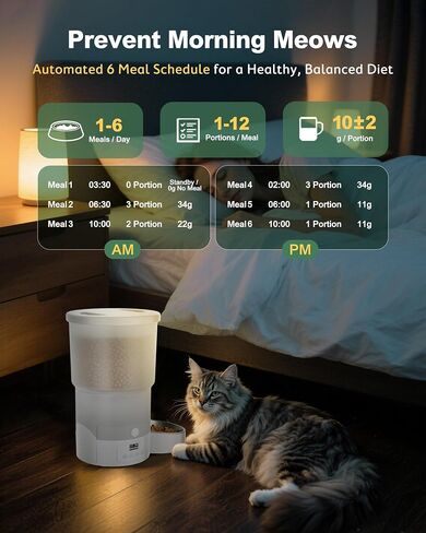 Gimars 5L/20 Cups Automatic Cat Feeder, Programmable 1-6 Meals Cat Food Dispenser with Stainless Steel Bowl, Easy Setup, Dual Power Supply,10s Meal Call Timed Pet Feeder for Cats and Small Dogs in Saudi Arabia