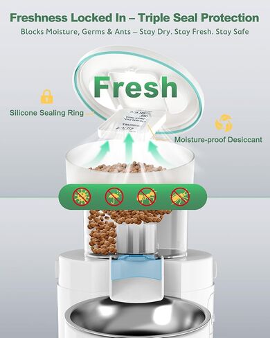 Gimars 5L/20 Cups Automatic Cat Feeder, Programmable 1-6 Meals Cat Food Dispenser with Stainless Steel Bowl, Easy Setup, Dual Power Supply,10s Meal Call Timed Pet Feeder for Cats and Small Dogs in Saudi Arabia