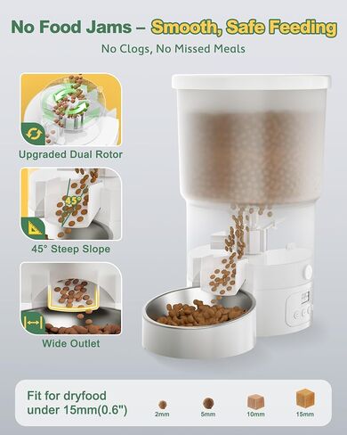 Gimars 5L/20 Cups Automatic Cat Feeder, Programmable 1-6 Meals Cat Food Dispenser with Stainless Steel Bowl, Easy Setup, Dual Power Supply,10s Meal Call Timed Pet Feeder for Cats and Small Dogs in Saudi Arabia