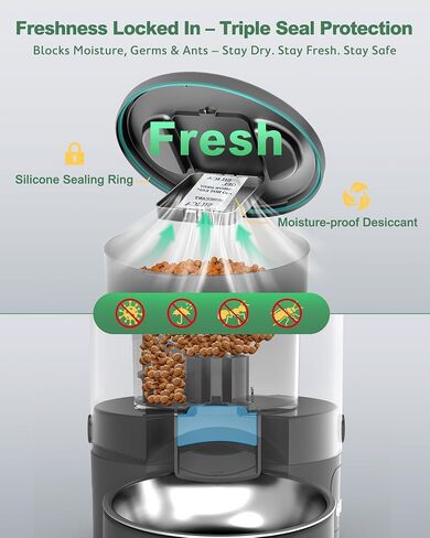 Gimars 5L/20 Cups Automatic Cat Feeder, Programmable 1-6 Meals Cat Food Dispenser with Stainless Steel Bowl, Easy Setup, Dual Power Supply,10s Meal Call Timed Pet Feeder for Cats and Small Dogs in Saudi Arabia
