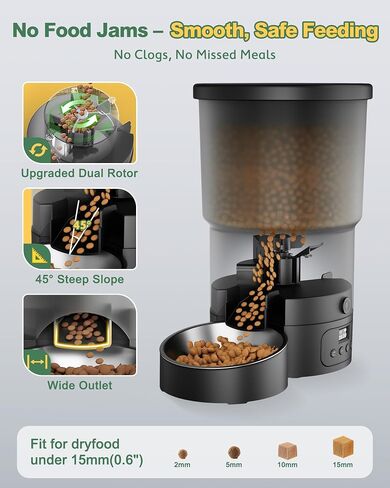 Gimars 5L/20 Cups Automatic Cat Feeder, Programmable 1-6 Meals Cat Food Dispenser with Stainless Steel Bowl, Easy Setup, Dual Power Supply,10s Meal Call Timed Pet Feeder for Cats and Small Dogs in Saudi Arabia
